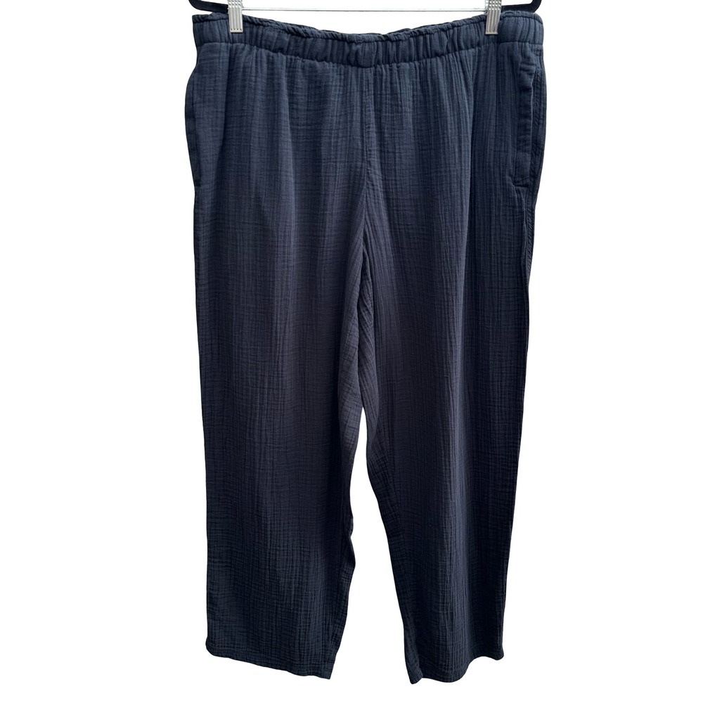 Coldwater Creek Coastal Grandma Lagenlook Minimalist Gauze Cotton Pants Black XL